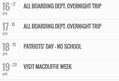 The section of the school calendar that confirms that yes, this is a thing, from macduffie.org.