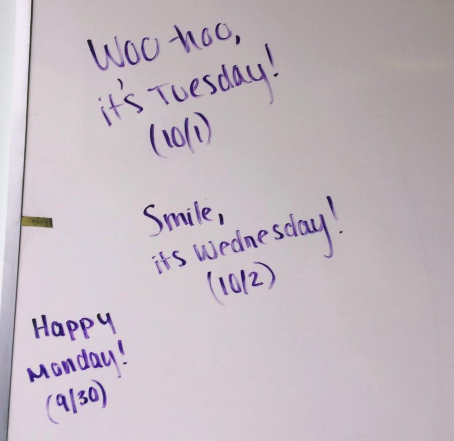 Positive messages left by the mystery writer on the white board in the computer lab.