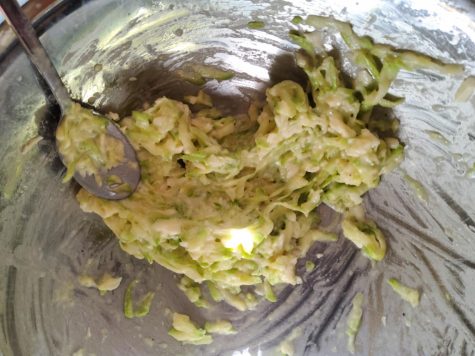 Zucchini mixture after mixing all the ingridients together. Photo by Polina Spirina