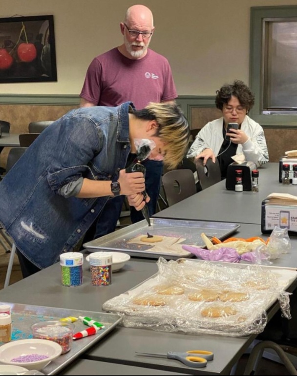 In this photo, MacDuffie Junior, Peter Yin is doing the cookie decorating challenge.
Photo provided by the MacDuffie School. 